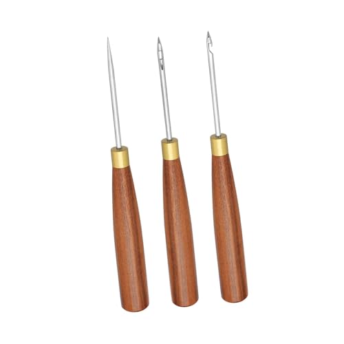 Badiman 3 Stück Schuh Reparatur Ahlen Set Aus Holz Und Stahl Nähahlen für Handarbeit Bradawl Werkzeug Zum Stanzen Und Markieren DIY Stich Ahlen für Han, 3.0 von Badiman