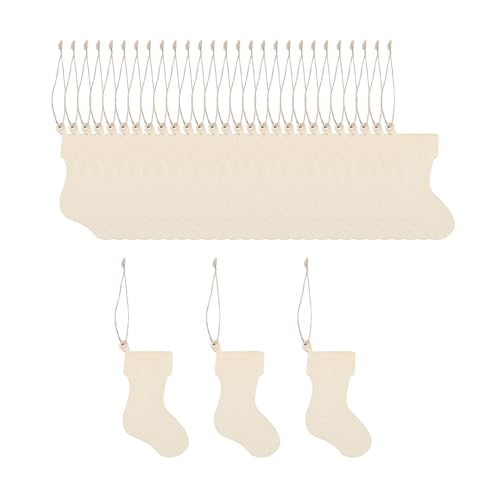 Badiman 30Pcs Weihnachten Strümpfe Holz Ausschnitte Unfinished Party Favor Supplies von Badiman