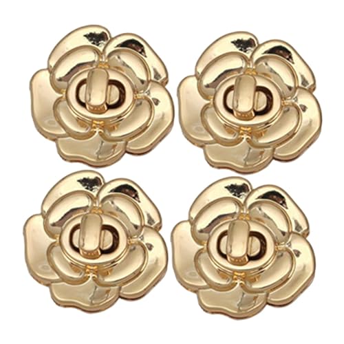 Badiman 4 Stück Drehverschluss Als Handtaschenschloss Zierverschluss Und Taschenzubehör mit Dekorativer Blumenform Aus Metall für Die Taschenherstellung Und L, Gold von Badiman