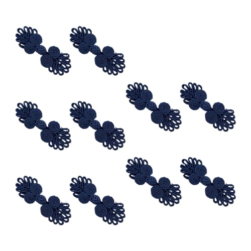 Badiman 5 Stück chinesische Knoten-Froschknöpfe, handgefertigte Knöpfe, tragbar, leicht, schick, dekorative chinesische Verschlussknöpfe für Cheongsam, Navy blau von Badiman