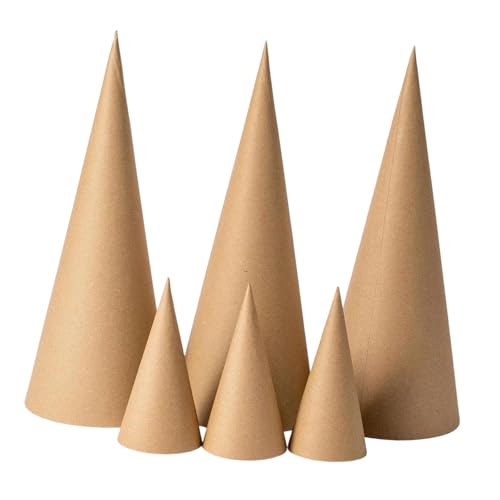 Badiman 6 Stück Craft Cone Bastelkegel Pappkegel Papiermache Kegel Offener Boden Zum Bemalen für Kinderbasteln Weihnachten Schulfeste Geburtstagsfeiern, 15 cm 35 cm von Badiman