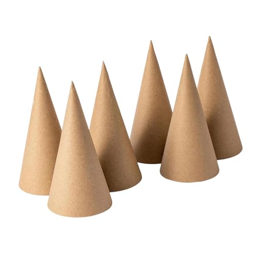 Badiman 6 Stück Craft Cone Bastelkegel Pappkegel Papiermache Kegel Offener Boden Zum Bemalen für Kinderbasteln Weihnachten Schulfeste Geburtstagsfeiern, 15cm von Badiman