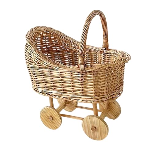 Badiman Blumenkorb Handgefertigt Kinderwagenform Wicker Handkorb Stabile Einkaufskorb Obst Gemüsekörbchen für Hochzeit Geburtstagsfeier für Geschenk Dekorati, L von Badiman