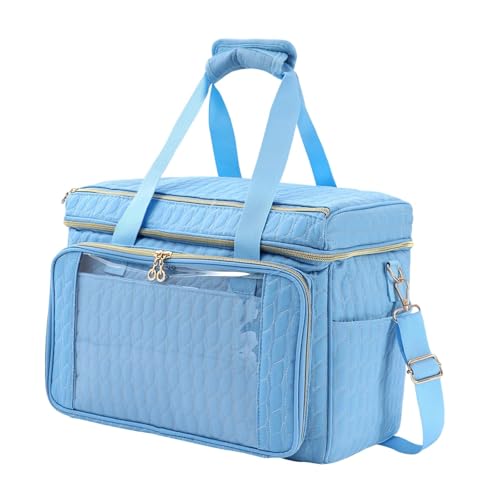 Badiman Garn Aufbewahrungstasche Stricktasche Häkelprojekt Tasche Organizer mit Schultergurt Und Praktischem Griff Aus Stoff für DIY Fans Aufbewahrung Geschen, Blau von Badiman