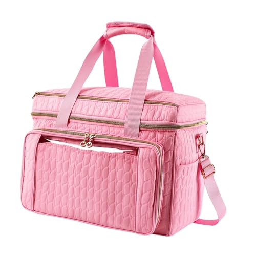 Badiman Garn Aufbewahrungstasche Stricktasche Häkelprojekt Tasche Organizer mit Schultergurt Und Praktischem Griff Aus Stoff für DIY Fans Aufbewahrung Geschen, Rosa von Badiman