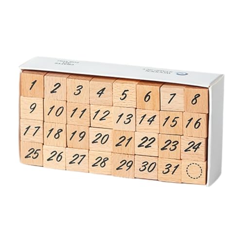 Badiman Holzstempel Set für Kreative Bastelideen, Gummistempel für Karten Und Scrapbooking, Zahlen von Badiman