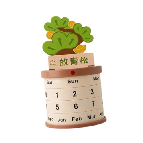 Badiman Kalender Rotierender Pflanztopf Tischkalender Dauerhaftes Kalendarium PVC für Geburtstage Büro Kollegen Lehrer Dekoration, Kiefern Freilassen von Badiman