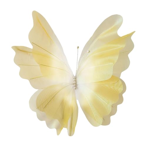 Badiman Künstlicher Schmetterling Als Riesige Blumendekoration Aus Netzstoff Große Dekoration für Die Oder Als Hintergrund bei Hochzeiten Und Zuhause, Gelb von Badiman