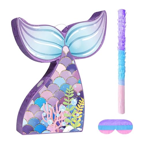 Badiman Meerjungfrau Pinata Partyspiel Requisite Spielzeug Geburtstag Dekoration Zugband Pinata aus Papier für Kindergeburtstag Familienfeier von Badiman