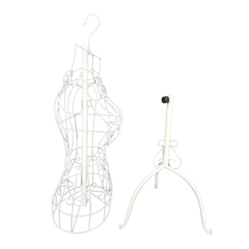 Badiman Schneiderpuppe Drahtfigur Modellpuppe Kleiderbüste mit Stabilem Dreibeinigen Standfuß Und Haken für Zubehör für Den Einzelhandel Und Fotostudios, Weiß von Badiman