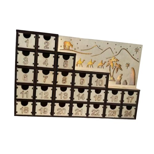 Badiman Weihnachts Adventskalender Aus Holz mit 24 Schubladen, Bauernhaus Krippe von Badiman