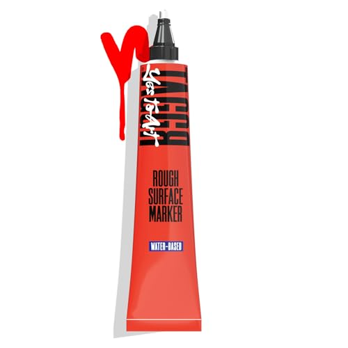 Bäder TAGGR® Rough Surface Marker Graffiti Rot – 50ml Tubenmarker, Wasserbasiert und permanent, Tagmarker, Paint Marker, Lackmarker, Signierpaste von Bäder