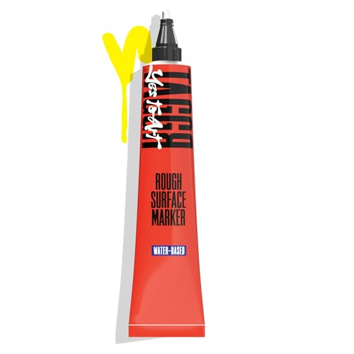 TAGGR® Rough Surface Marker Graffiti Gelb – 50ml Tubenmarker, Wasserbasiert und permanent, Tagmarker, Paint Marker, Lackmarker, Signierpaste von Bäder