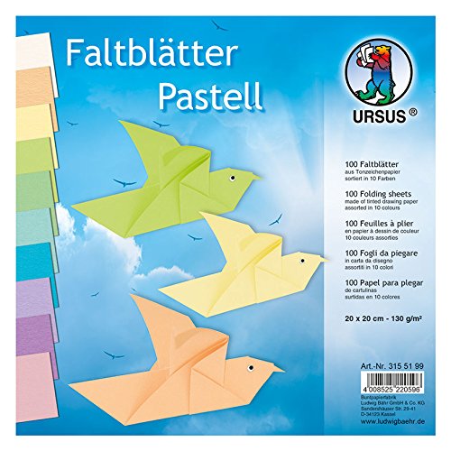 Faltblätter Pastell 20x20 cm 100 Blatt, sortiert 10 Farben von Bähr