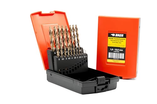 BAER Spiralbohrer Set (0,5mm steigend) 1-10 mm HSSE/Co5 Turbo Centrix | Bohrer Set 5% cobaltlegierter HSSE Schnellarbeitsstahl | Spiralbohrersatz | Bohrerset von Baer