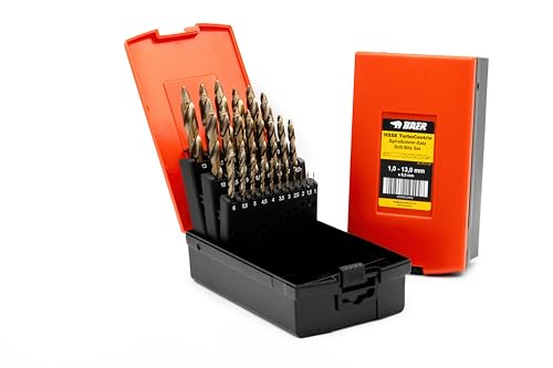 BAER Spiralbohrer Set (0,5mm steigend) 1-13 mm HSSE/Co5 Turbo Centrix | Bohrer Set 5% cobaltlegierter HSSE Schnellarbeitsstahl | Spiralbohrersatz | Bohrerset von Baer