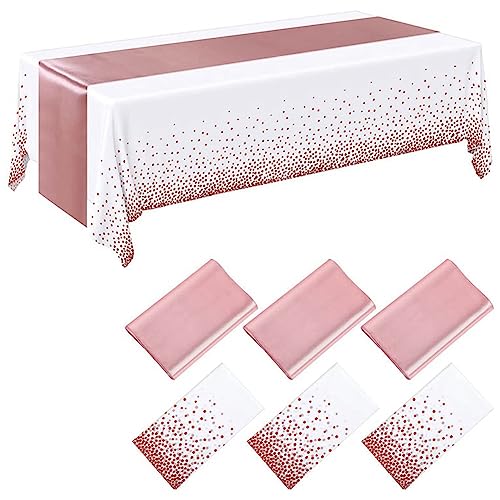 Baeroprki 4-Teiliges Einweg-Tischdecken-Set Aus Kunststoff, TischläUfer-Set, Satin-TischläUfer für Hochzeit, Geburtstag, Dekoration, Rosa Baeroprki 4-Teiliges Einweg-Tischdecken-Set Aus Kunststoff, TischläUfer-Set, Satin-TischläUfer für Hochzeit, Geburtstag, Dekoration, Rosa von Baeroprki