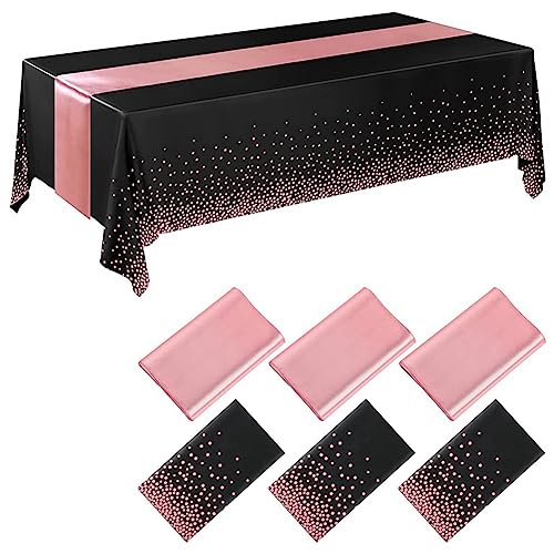 Baeroprki 4-Teiliges Einweg-Tischdecken-Set Aus Kunststoff, TischläUfer-Set, Satin-TischläUfer für Hochzeit, Geburtstag, Dekoration, Schwarz Baeroprki 4-Teiliges Einweg-Tischdecken-Set Aus Kunststoff, TischläUfer-Set, Satin-TischläUfer für Hochzeit, Geburtstag, Dekoration, Schwarz von Baeroprki