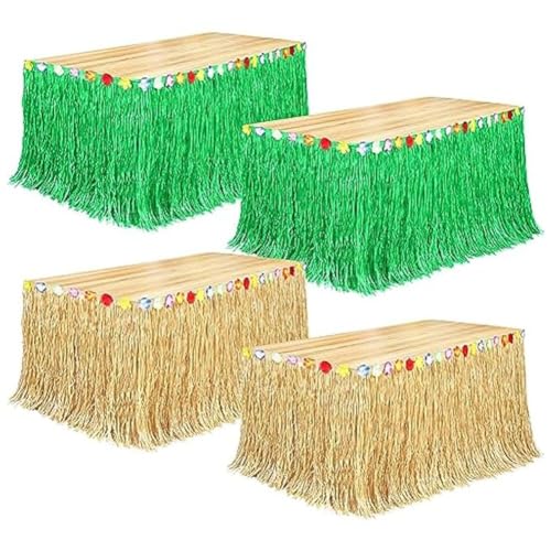 Baeroprki 4er-Pack Luau-Gras-Tischrock 9 Fuß X 29,5 Hawaiianischer Tischrock für Tropische Hawaiianische Luau-Partydekorationen Baeroprki 4er-Pack Luau-Gras-Tischrock 9 Fuß X 29,5 Hawaiianischer Tischrock für Tropische Hawaiianische Luau-Partydekorationen von Baeroprki