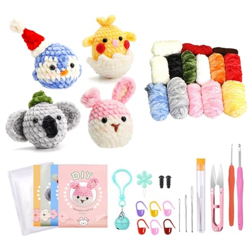 Baeroprki Komplette Häkelsets für Anfänger, DIY-Set für Pinguin, Hase, Huhn, Wombat mit Strickmarkern, Chenille-Knäuel, Anleitung, Langlebig, Einfach zu Verwenden Baeroprki Komplette Häkelsets für Anfänger, DIY-Set für Pinguin, Hase, Huhn, Wombat mit Strickmarkern, Chenille-Knäuel, Anleitung, Langlebig, Einfach zu Verwenden von Baeroprki