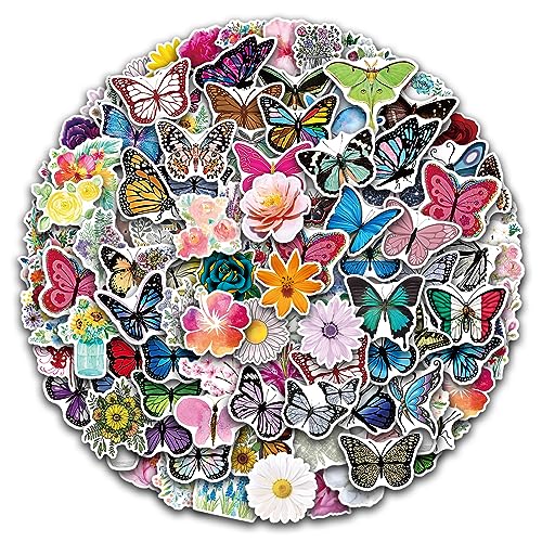 100 süße ästhetische, trendige Blumen-Schmetterlingsaufkleber für Teenager, Mädchen, Frauen, Erwachsene und Kinder, perfekt für Laptop, Handy, Skateboard, Reisetasche 100 süße ästhetische, trendige Blumen-Schmetterlingsaufkleber für Teenager, Mädchen, Frauen, Erwachsene und Kinder, perfekt für Laptop, Handy, Skateboard, Reisetasche von Bafanly
