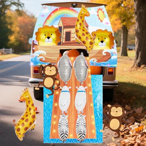Bafeil 20-teiliges christliches Halloween-Autodekorationsset, religiöse Arche Noah oder Leckerli mit Jesus Arche Noah, gehende Tierballons für Kirchenveranstaltungen, Auto, SUV, Dekoration von Bafeil