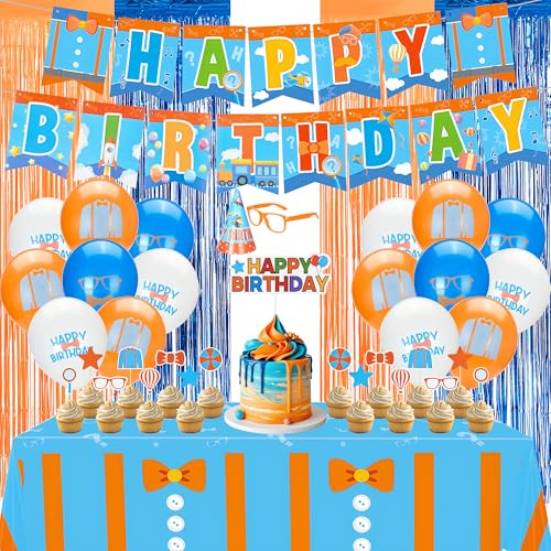 Bafeil Partyzubehör für Cartoon-Lehrer, Partyzubehör – Orange-Blau, Dekorationsset mit Hut, Brille, Luftballons, Lametta-Folie, Fransenvorhänge, Cupcake-Topper, Tischdecke, Banner für Geburtstagsparty Bafeil Partyzubehör für Cartoon-Lehrer, Partyzubehör – Orange-Blau, Dekorationsset mit Hut, Brille, Luftballons, Lametta-Folie, Fransenvorhänge, Cupcake-Topper, Tischdecke, Banner für Geburtstagsparty von Bafeil