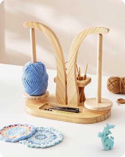 Baffect Wollabwickler Magnetisch, Wollhalter Holz mit Strickzubehör Organizer, Doppel Garnballhalter Ständer für Häkelliebhaber Baffect Wollabwickler Magnetisch, Wollhalter Holz mit Strickzubehör Organizer, Doppel Garnballhalter Ständer für Häkelliebhaber von Baffect