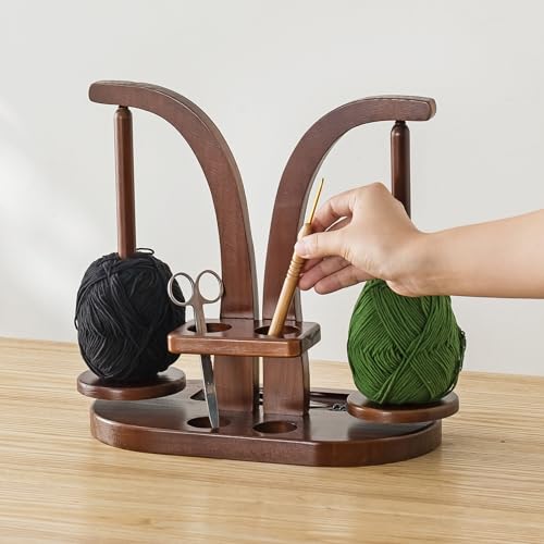Baffect Wollabwickler Magnetisch, Wollhalter Holz mit Strickzubehör Organizer, Doppel Garnballhalter Ständer für Häkelliebhaber Baffect Wollabwickler Magnetisch, Wollhalter Holz mit Strickzubehör Organizer, Doppel Garnballhalter Ständer für Häkelliebhaber von Baffect