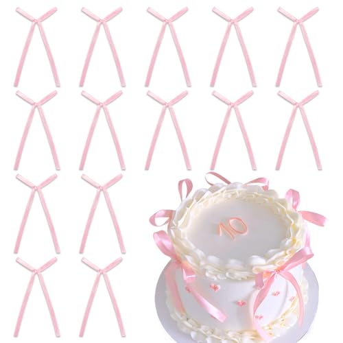30 Stück Tortendeko Rosa Schleifen, Tortendeko Geburtstag Mädchen, Kuchendeko Schleife für Geburtstag Valentinstag Hochzeitstorte (Rosa) von Bafiwu