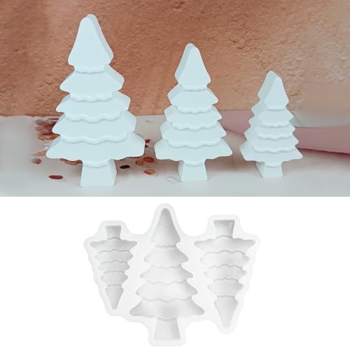 Bafiwu Silikonformen Gießformen für Weihnachten, 3 Stück Tannenbaum Gießform, DIY Handwerk Kerzen und Seifenherstellung (B) von Bafiwu