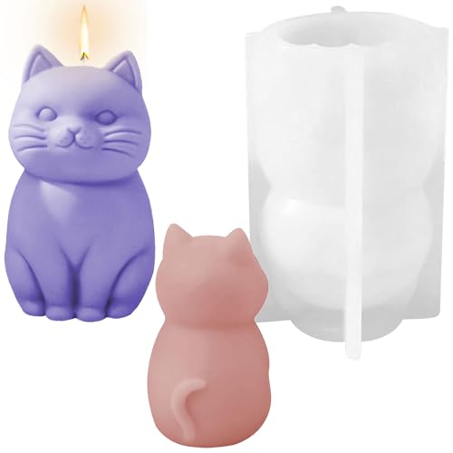 Kerzengießform Silikon, Silikonform Katze Silikon Gießform Kerzenhalter, Kerzenformen Zum Gießen Tiere für DIY Basteln,Katze Tischdeko von Bafiwu