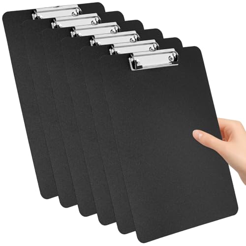 Klemmbrett a4, Clipboard, 6 Stück Schreibbrett mit Robustem Clip, Retractable Hanging loop für bürobedarf, Studenten, Lehrer (31 cm x 22 cm) von Bafiwu