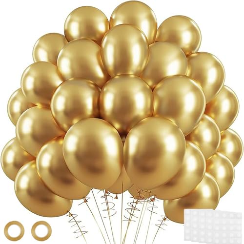Luftballons Gold 120 Stück 12 Zoll Latex Ballons für Geburtstag, Hochzeit, Weihnachten party Deko (Goldene) von Bafiwu