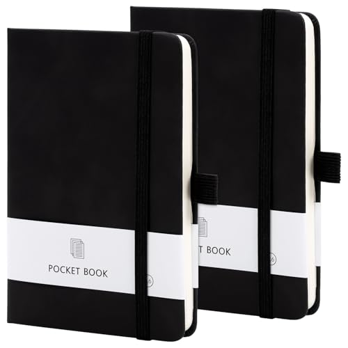 Mini Notizbuch, 2 Stück Notizheft A6, 9,5 cm x 14,5 Notitzbuch Klein, Mitstifthalter Schwarz PU Notizbuch Leder, zum Notieren Einkaufszettel, für to do Liste Block, Arbeit Notizbücher Mini Notizbuch, 2 Stück Notizheft A6, 9,5 cm x 14,5 Notitzbuch Klein, Mitstifthalter Schwarz PU Notizbuch Leder, zum Notieren Einkaufszettel, für to do Liste Block, Arbeit Notizbücher von Bafiwu