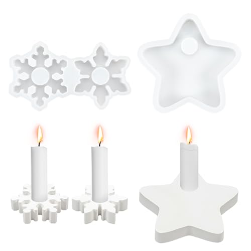 Silikonform Weihnachten, 2 Stück Silikonformen Gießformen Kerzenhalter, Schneeflocke und Sterne Gießform Kerzenhalter Weihnachten, DIY Gießform Kerzenhalter Silikonform Weihnachten, 2 Stück Silikonformen Gießformen Kerzenhalter, Schneeflocke und Sterne Gießform Kerzenhalter Weihnachten, DIY Gießform Kerzenhalter von Bafiwu