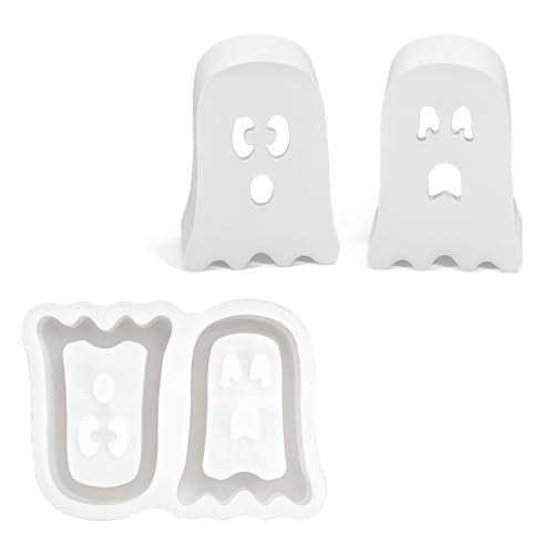 Silikonformen Gießformen Herbst, Kürbis Silikonform Halloween für LED, Gipsformen zum Gießen, Halloween Kürbis Projektorlampe für die Wand, Geisterfigur aus der Form lösen (Geist) von Bafiwu