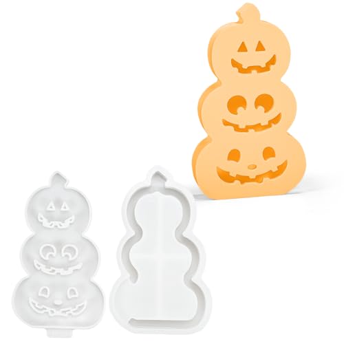 Silikonformen Gießformen Herbst, Kürbis Silikonform Halloween für LED, Gipsformen zum Gießen, Halloween Kürbis Projektorlampe für die Wand, Geisterfigur aus der Form lösen (Grusel-Kürbis) von Bafiwu