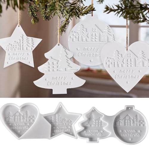 Silikonformen Gießformen Weihnachten, Silikonform Weihnachten Anhänger 4 Stile Silikonform Tannenbaum Stern, Liebesherz, Kugel, Giessformen Silikon Gießform Anhänger Handwerk Silikonformen Gießformen Weihnachten, Silikonform Weihnachten Anhänger 4 Stile Silikonform Tannenbaum Stern, Liebesherz, Kugel, Giessformen Silikon Gießform Anhänger Handwerk von Bafiwu