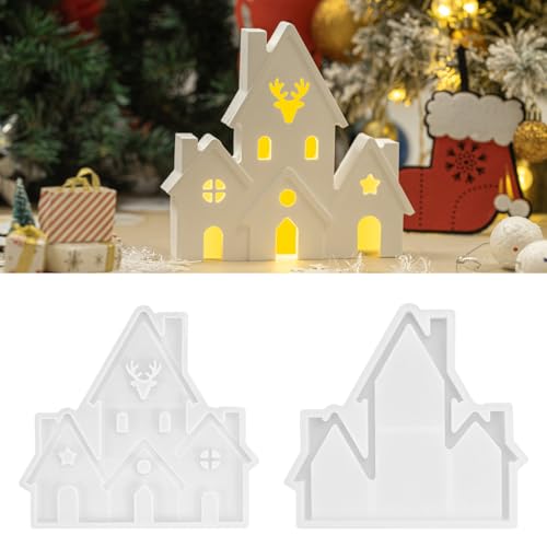Silikonformen Gießformen Weihnachten Haus,17.5 x 16cm Silikonform Weihnachten Häuser,DIY Gießform Weihnachten Gießformen Silikon zur Weihnachtsdekoration1 PCS) von Bafiwu