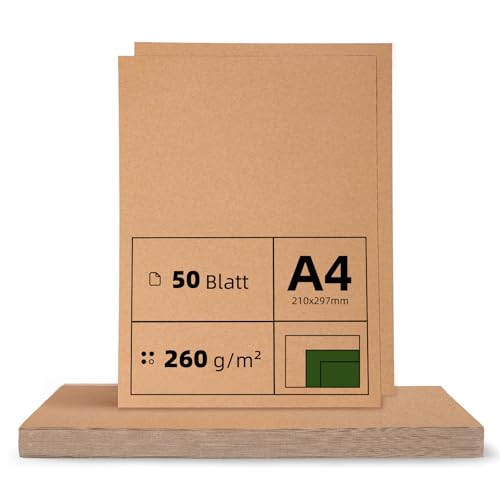 50 Blatt Kraftpapier A4 Set – 260 g, 21 x 29,7 cm, Naturkarton für Basteln, Drucken & Gestalten, Perfekt für Karten, Etiketten, Geschenke und Vintage-Projekte, kraftpapier karten 50 Blatt Kraftpapier A4 Set – 260 g, 21 x 29,7 cm, Naturkarton für Basteln, Drucken & Gestalten, Perfekt für Karten, Etiketten, Geschenke und Vintage-Projekte, kraftpapier karten von Bafumiu