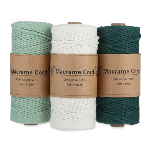Baumwollgarn Makramee Set, 3 mm Makramee Garn, 3 Rollen Set in Rot, Grün und Weiß, Baumwollkordel für DIY, Basteln, Wandteppiche und Boho-Dekoration, Rope Garn zum Häkeln Baumwollgarn Makramee Set, 3 mm Makramee Garn, 3 Rollen Set in Rot, Grün und Weiß, Baumwollkordel für DIY, Basteln, Wandteppiche und Boho-Dekoration, Rope Garn zum Häkeln von Bafumiu