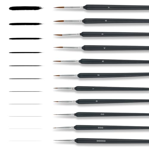 Feine Pinsel Set, pinselset Schule, 11 Stück Pinselset für Aquarell, Modellbau, Malen nach Zahlen. Haarpinsel Set für Künstler und Detailarbeiten. Feine Pinsel Set, pinselset Schule, 11 Stück Pinselset für Aquarell, Modellbau, Malen nach Zahlen. Haarpinsel Set für Künstler und Detailarbeiten. von Bafumiu