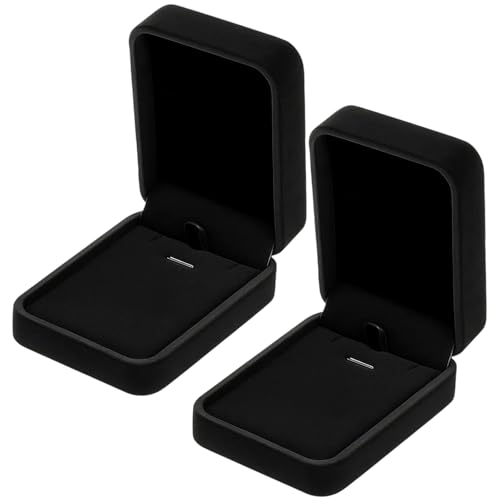 BaiDekun 2 Stück Schwarze Samt schmuckschatulle und schmuckkästchen klein – Hochwertige Jewelry Box für Damen Schmuck Geschenk, ideal für Halskette, Ohrringe, Armband und Ring von BaiDekun