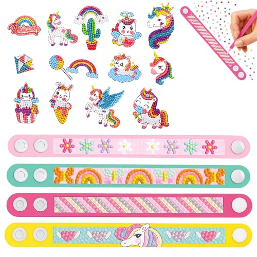 18 Stück Diamond Painting Kinder ab 4, Bastelset Mädchen 6 Jahre, DIY Diamant Painting Schlüsselanhänger und Armbänder, Geschenk Mädchen 7 Jahre, Schultüte Füllung Kreativ von BaiDekun
