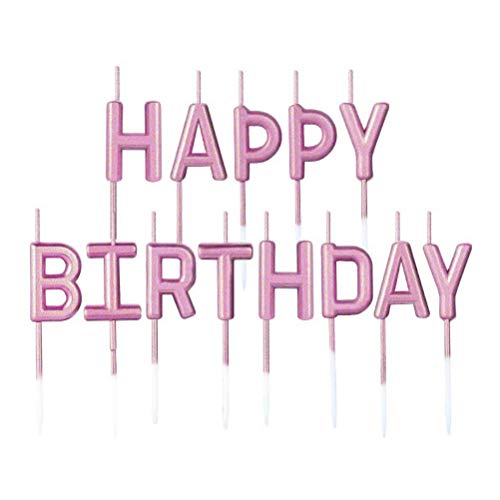 Alles Gute zum Geburtstag Kerzen Set,Metallic Happy Birthday Buchstaben Kerzen Kuchen Cupcake Topper Geburtstagskerzen für Hochzeit Geburtstagsfeier Kuchen Dekorationen Lieferungen Roségold von BaiJ