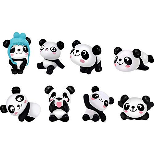 Panda Figuren,8 stuck Süß Tier Panda Figuren Set Niedliche Kuchen Topper Mini Dekoration Handwerk Kuchendekoration für Kinder Party Deko von BaiJ