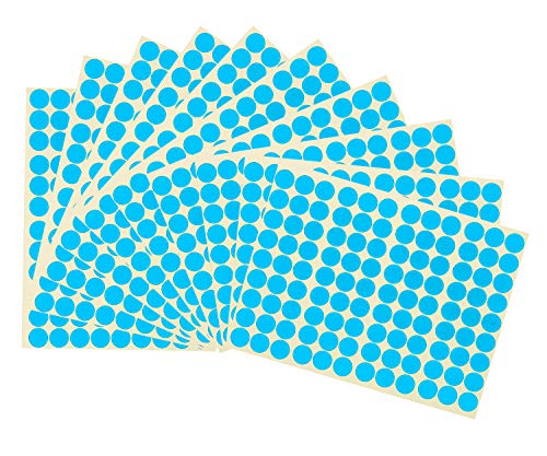 Runde Punkt Aufkleber,16mm Selbstklebende Punkte 15er Pack Farbige Kreisetiketten Punkt-Aufkleber zum Markieren von Kalendern DVDs Schulbücher Kunsthandwerk 1440 Punkte Blau von BaiJ