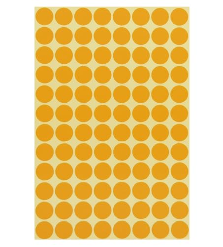 Runde Punkt Aufkleber,16mm Selbstklebende Punkte 15er Pack Farbige Kreisetiketten Punkt-Aufkleber zum Markieren von Kalendern DVDs Schulbücher Kunsthandwerk 1440 Punkte Orange von BaiJ