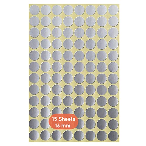 Runde Punkt Aufkleber,16mm Selbstklebende Punkte 15er Pack Farbige Kreisetiketten Punkt-Aufkleber zum Markieren von Kalendern DVDs Schulbücher Kunsthandwerk 1440 Punkte Silber Runde Punkt Aufkleber,16mm Selbstklebende Punkte 15er Pack Farbige Kreisetiketten Punkt-Aufkleber zum Markieren von Kalendern DVDs Schulbücher Kunsthandwerk 1440 Punkte Silber von BaiJ